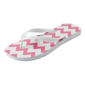 Roze en witte zigzag-chevron teenslippers (Schuin)