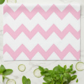 Roze en witte zigzag-chevron theedoek (Gevouwen)