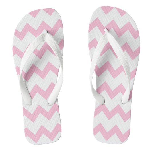 Roze en witte zigzag-pastelkleur teenslippers (Voetbed)
