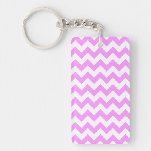 Roze en witte zigzag sleutelhanger (Voorkant)