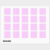 Roze en witte zigzag vierkante sticker (Vel)