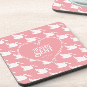 Roze en Witte Zwaan Patroon voor Baby shower Bier Onderzetter