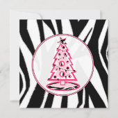 Roze en Zebra drukken kerstboomuitnodiging Kaart (Voorkant)