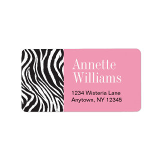 Roze en Zebra Print Adresetiketten Etiket
