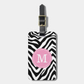 Roze en Zebra Print Custom Monogram Bagagelabel (Voorkant verticaal)