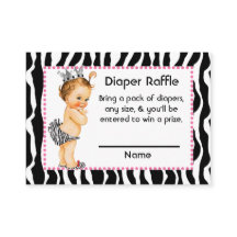 Roze en Zebra Print Kleine Prinses Luier Raffle