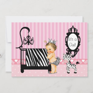 Roze en Zebra Uitnodiging