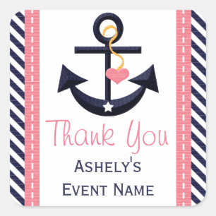 Roze en zeemanchor Party Favor Stickers
