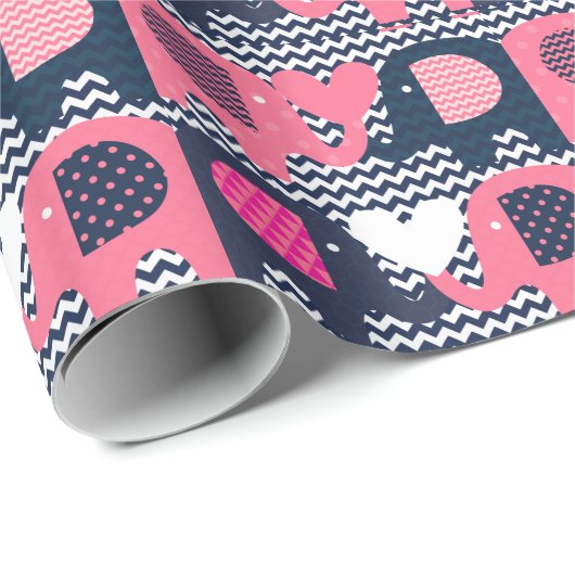 Roze en zeemlephant Love Wrapping Paper Cadeaupapier (Rol Hoek)