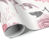 Roze en zilver Floral Cadeaupapier (Rol Hoek)