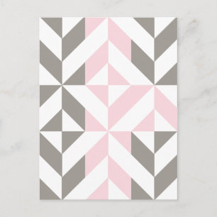 Roze en zilver Geometric ZigZag Briefkaart