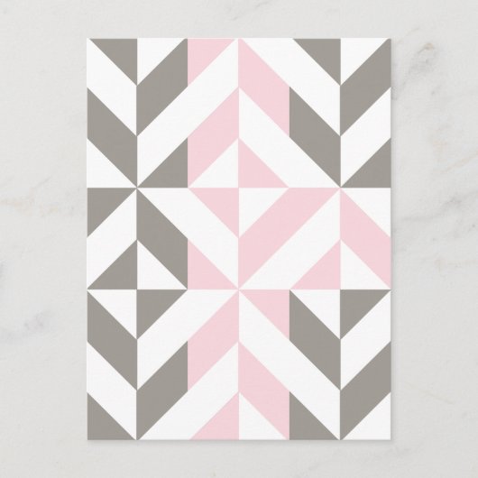 Roze en zilver Geometric ZigZag Briefkaart (Voorkant)