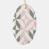 Roze en zilver Geometric ZigZag Keramisch Ornament (Rechts)