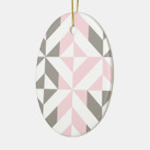 Roze en zilver Geometric ZigZag Keramisch Ornament (Links)