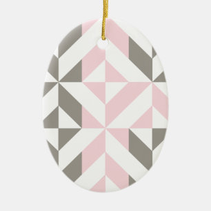 Roze en zilver Geometric ZigZag Keramisch Ornament