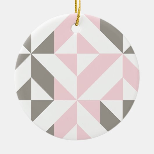 Roze en zilver Geometric ZigZag Keramisch Ornament (Voorkant)