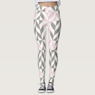 Roze en zilver Geometric ZigZag Leggings
