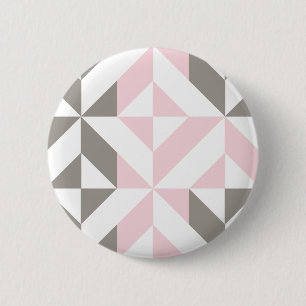 Roze en zilver Geometric ZigZag Ronde Button 5,7 Cm