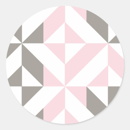 Roze en zilver Geometric ZigZag Ronde Sticker (Voorkant)