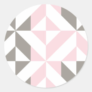 Roze en zilver Geometric ZigZag Ronde Sticker