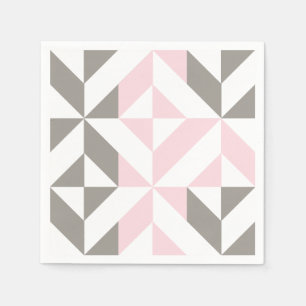 Roze en zilver Geometric ZigZag Servet