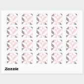 Roze en zilver Geometric ZigZag Vierkante Sticker (Vel)