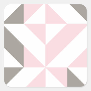 Roze en zilver Geometric ZigZag Vierkante Sticker