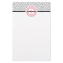 Roze en zilver Quatrefoil Monogram