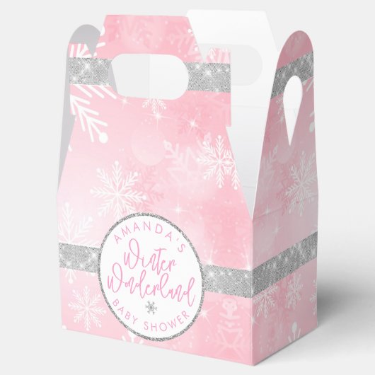 Roze en zilver Snowflake Bedankdoosjes (Geopend)