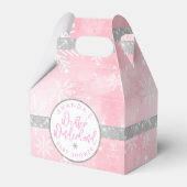Roze en zilver Snowflake Bedankdoosjes (Voorkant Zijde)