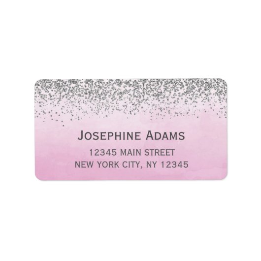 Roze en zilveren Adresetiketten Etiket (Voorkant)