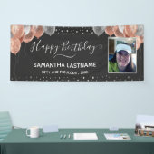 Roze en zilveren ballonnen van de Birthday Party B Spandoek (Beurs)