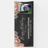 Roze en zilveren ballonnen van de Birthday Party B Spandoek (Verticaal)