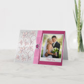 Roze en zilveren bedankkaart met foto-inzet (Voorkant)