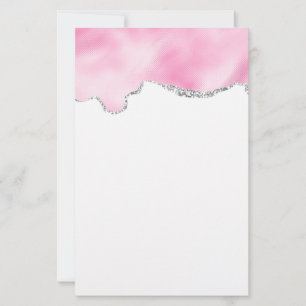 Roze en zilveren faux Glitter Border Stijlvol