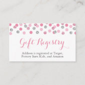 Roze en Zilveren Glitter Gift Registry Insert Kaar Informatiekaartje (Voorkant)