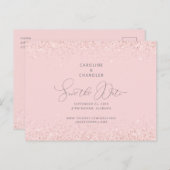Roze en zilveren glitter Weddenschap Sparen de Dat Aankondigingskaart (Voorkant / Achterkant)