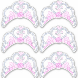 Roze en Zilveren Tiara Sticker Blad