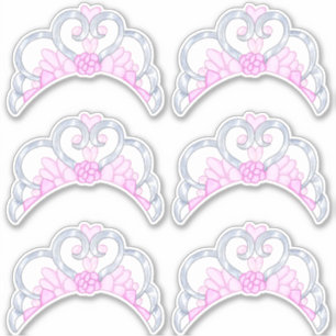 Roze en Zilveren Tiara Sticker Blad