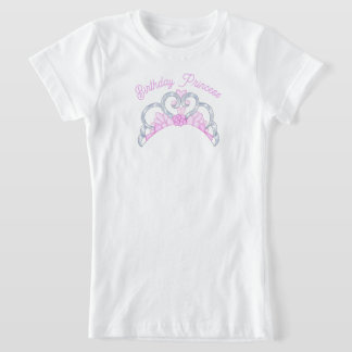 Roze en Zilveren Verjaardag Prinses Tiara T-shirt