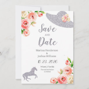 Roze en zilveren Vrijgezellenfeest Save The Date Kaart