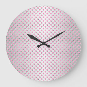 Roze en zilverwitte stippenpatroon grote klok