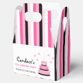 Roze en zwart 10e verjaardag Cake Party Favor Box Bedankdoosjes (Geopend)