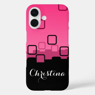Roze en zwart Abstract iPhone 16 Hoesje