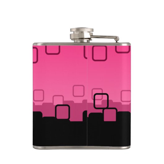 Roze en zwart Abstract Heupfles (Achterkant)