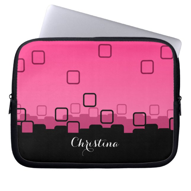 Roze en zwart Abstract Laptop Sleeve (Voorkant)