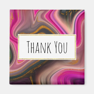 Roze en zwart Abstract met Gold Swirls Hartelijk d Magneet