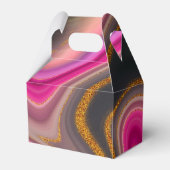 Roze en zwart, Abstract met goudziren Bedankdoosjes (Achterkant)