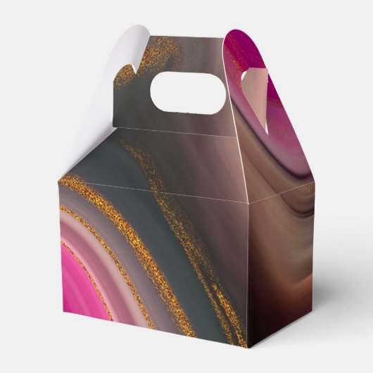 Roze en zwart, Abstract met goudziren Bedankdoosjes (Voorkant Zijde)