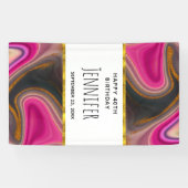 Roze en zwart, Abstract met goudziren Spandoek (Horizontaal)